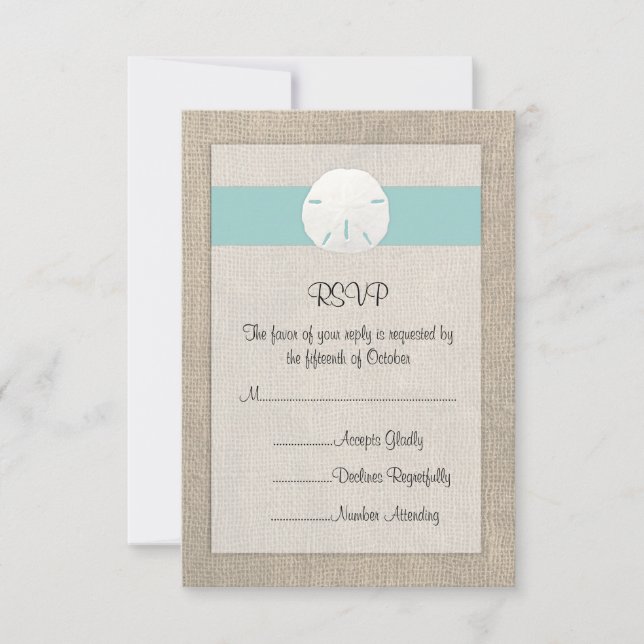 Sand Dollar Beach Wedding RSVP Card (Front)