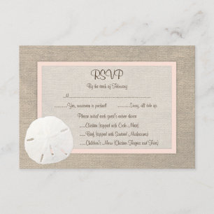 Sand Dollar Beach Wedding RSVP Card - Blush