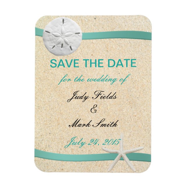 Sand Dollar Beach Wedding Save The Date Magnet (Vertical)