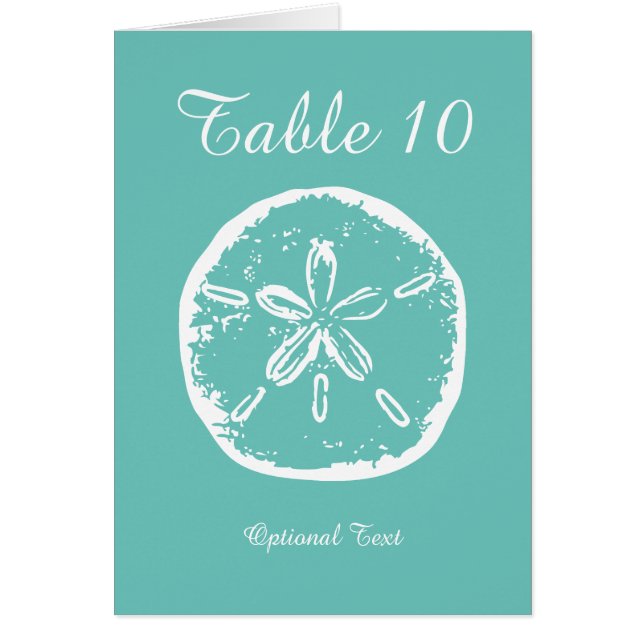 Sand dollar beach wedding table place cards (Front)