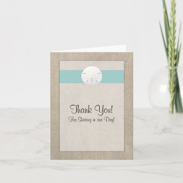 Sand Dollar Beach Wedding Thank You Card (Front)