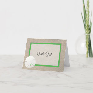 Sand Dollar Beach Wedding Thank You Card - Green