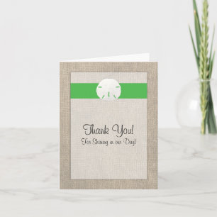 Sand Dollar Beach Wedding Thank You Card - Green