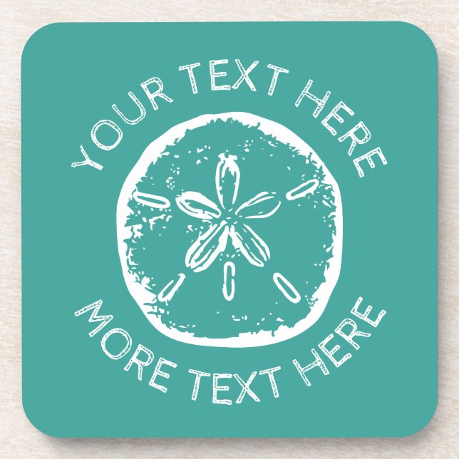 Sand dollar beachy shell plastic beverage coaster (Front)