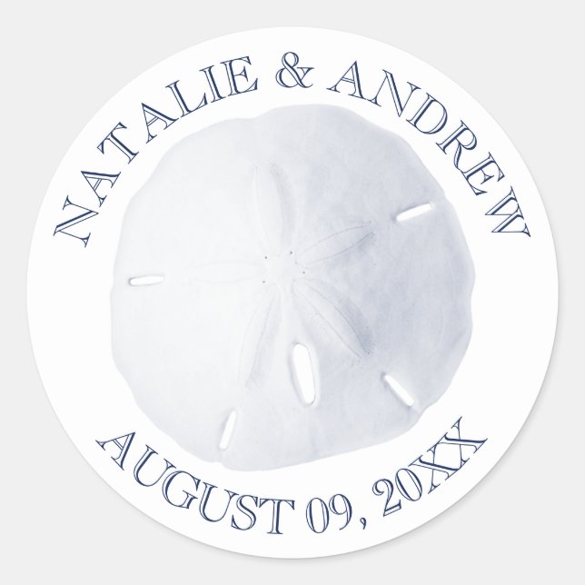 Sand Dollar Blue Classic Round Sticker (Front)