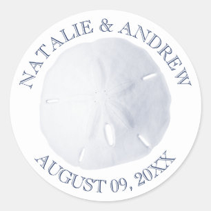 Sand Dollar Blue Classic Round Sticker