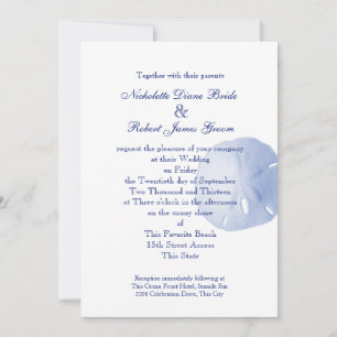 Sand Dollar Blue Wedding Invitation