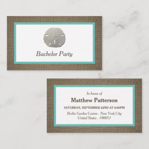 Sand Dollar & Burlap Bachelor Party Invitation