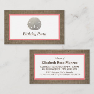 Sand Dollar & Burlap Birthday Party Ticket