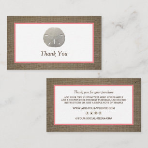 Sand Dollar & Burlap Business Thank You Card
