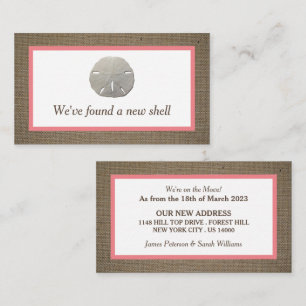 Sand Dollar & Burlap Change of Address Card