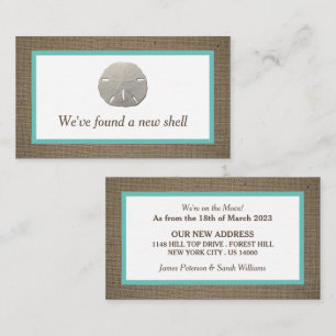 Sand Dollar & Burlap Change of Address Card