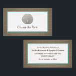 Sand Dollar & Burlap Change The Date Card<br><div class="desc">Sand Dollar & Burlap Change The Date Cards,  perfect for a beachy announcement.</div>