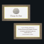 Sand Dollar & Burlap Change The Date Card<br><div class="desc">Sand Dollar & Burlap Change The Date Cards,  perfect for a beachy announcement.</div>