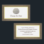 Sand Dollar & Burlap Change The Date Card<br><div class="desc">Sand Dollar & Burlap Change The Date Cards,  perfect for a beachy announcement.</div>