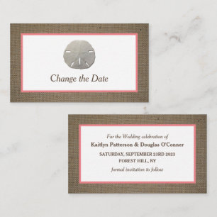 Sand Dollar & Burlap Change The Date Card