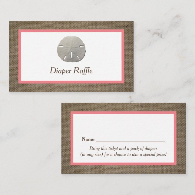 Sand Dollar & Burlap Diaper Raffle Ticket (Front/Back)
