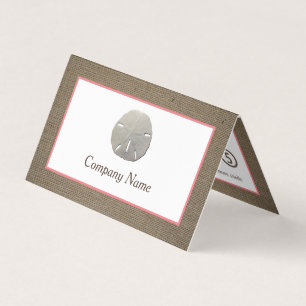 Sand Dollar & Burlap Double Loyalty Business Card