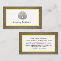 Sand Dollar & Burlap Evening Event Ticket Invite