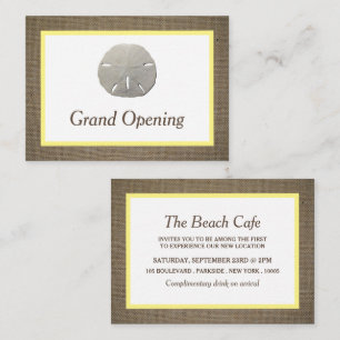 Sand Dollar & Burlap Grand Opening Ceremony Card