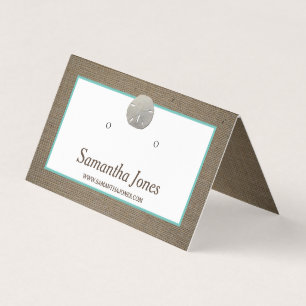 Sand Dollar & Burlap Jewelry Display Card