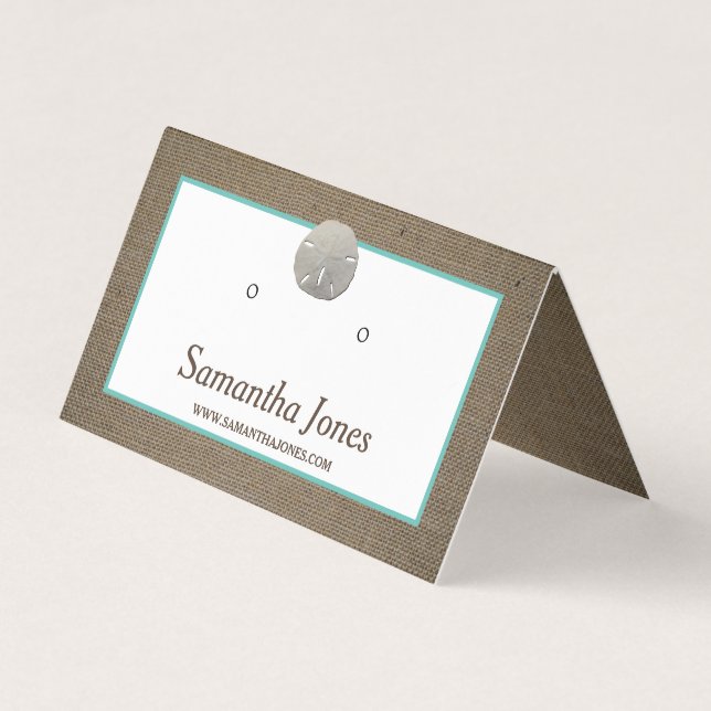 Sand Dollar & Burlap Jewelry Display Card (Front)