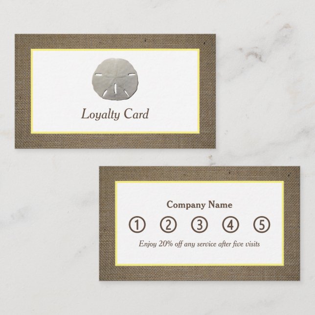 Sand Dollar & Burlap Loyalty Card (Front/Back)