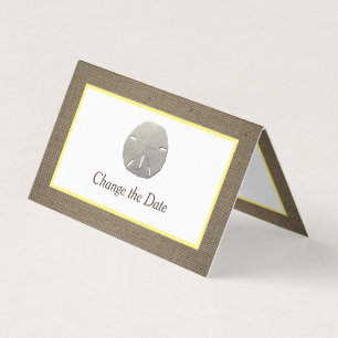 Sand Dollar & Burlap Photo Change The Date Card