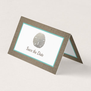 Sand Dollar & Burlap Photo Save The Date Card
