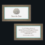Sand Dollar & Burlap Save The Date Card<br><div class="desc">Sand Dollar & Burlap Save The Date Cards,  perfect for a beachy announcement.</div>