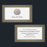 Sand Dollar & Burlap Save The Date Card<br><div class="desc">Sand Dollar & Burlap Save The Date Cards,  perfect for a beachy announcement.</div>
