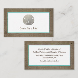 Sand Dollar & Burlap Save The Date Card