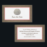 Sand Dollar & Burlap Save The Date Card<br><div class="desc">Sand Dollar & Burlap Save The Date Cards,  perfect for a beachy announcement.</div>