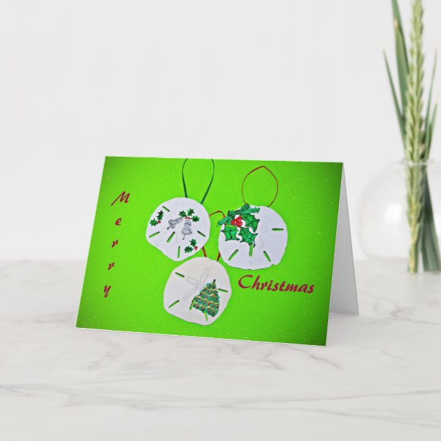 Sand Dollar Christmas Greeting Holiday Card (Front)