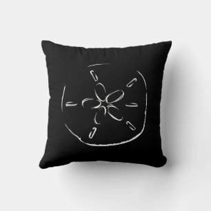 Sand Dollar Drawing Black Cushion