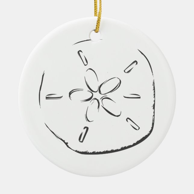 Sand Dollar Drawing  Ceramic Tree Decoration (Front)