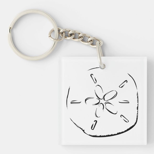Sand Dollar Drawing Key Ring (Front)