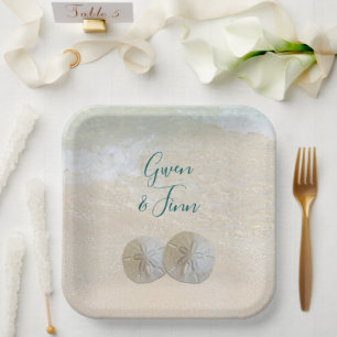 Sand Dollar Edge of Sea Wedding Paper Plate