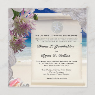 Sand Dollar & Lace Tropical Invitation