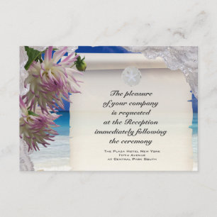 Sand Dollar & Lace Tropical Reception Card