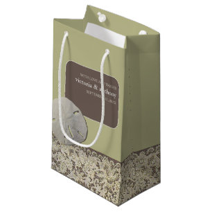 Sand dollar Lace, Vintage Beach Wedding Favour Small Gift Bag