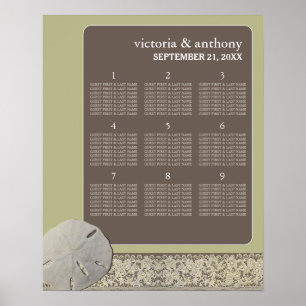 Sand dollar Lace, Vintage Beach Wedding Table Plan Poster
