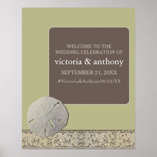 Sand dollar Lace, Vintage Beach Wedding Welcome Poster