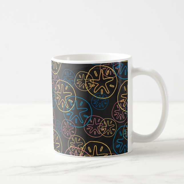 Sand Dollar Lines Red Yellow Blue Coffee Mug (Right)