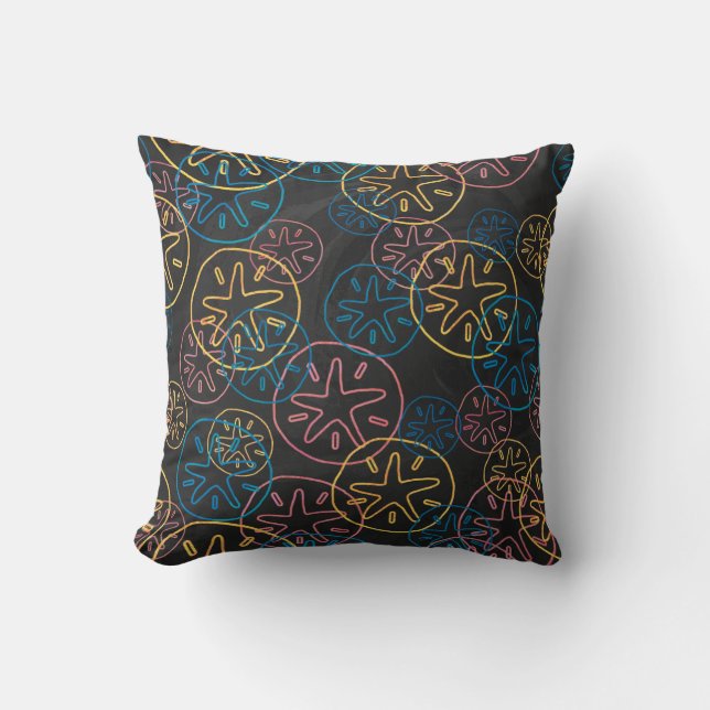 Sand Dollar Lines Red Yellow Blue Cushion (Front)