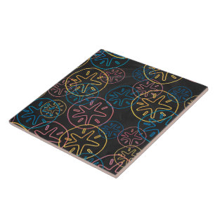 Sand Dollar Lines Red Yellow Blue Tile