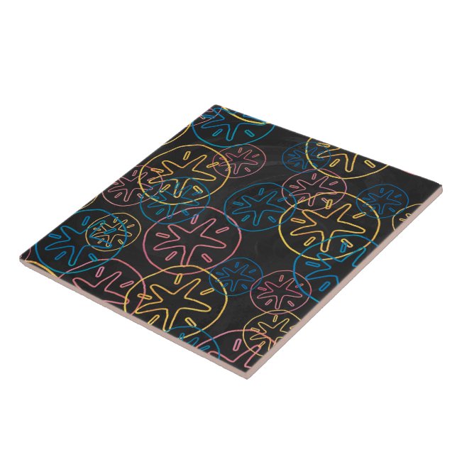 Sand Dollar Lines Red Yellow Blue Tile (Side)