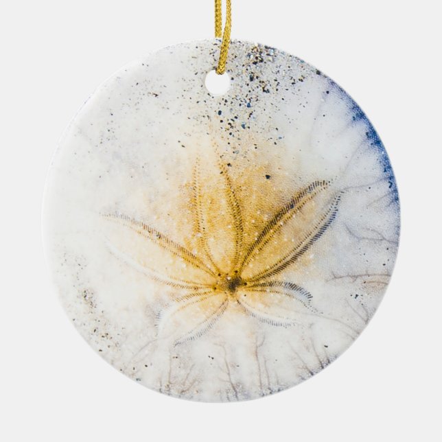 Sand Dollar Love Ceramic Tree Decoration (Front)