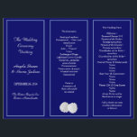 Sand Dollar Navy Tri-Fold Wedding Program Template<br><div class="desc">Navy coloured, beach wedding tri-fold program templates. Two sand dollars decorate this beach or summer theme program. With three areas for adding event information, use the template lines to customise for your special day. ** The blue colour will be on one side of this paper only - the reverse will...</div>
