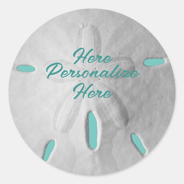 Sand dollar ocean beach summer turquoise white classic round sticker (Front)